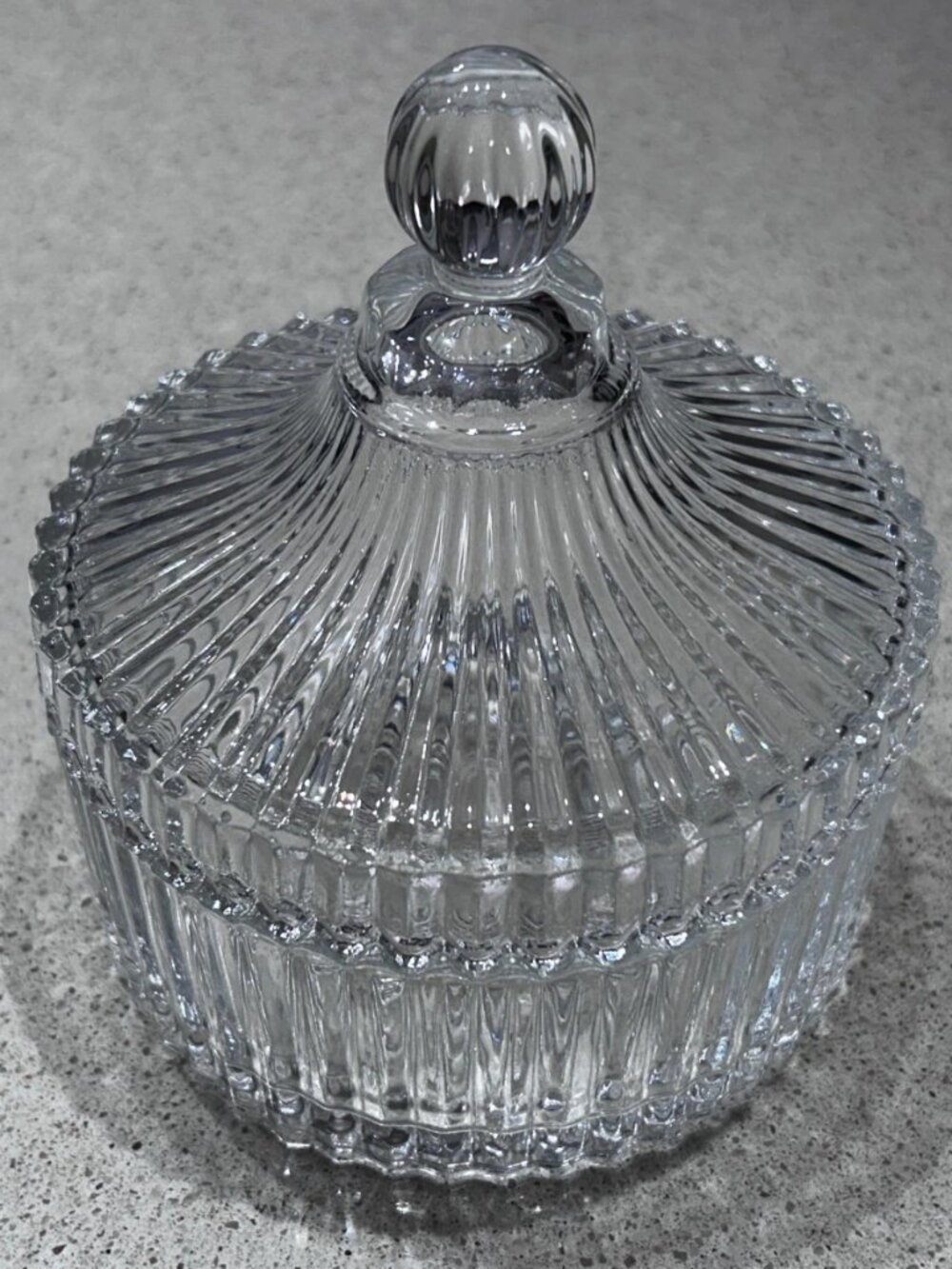 The Ribbed Crystal Candy Dish with Lid (Approx. 6")